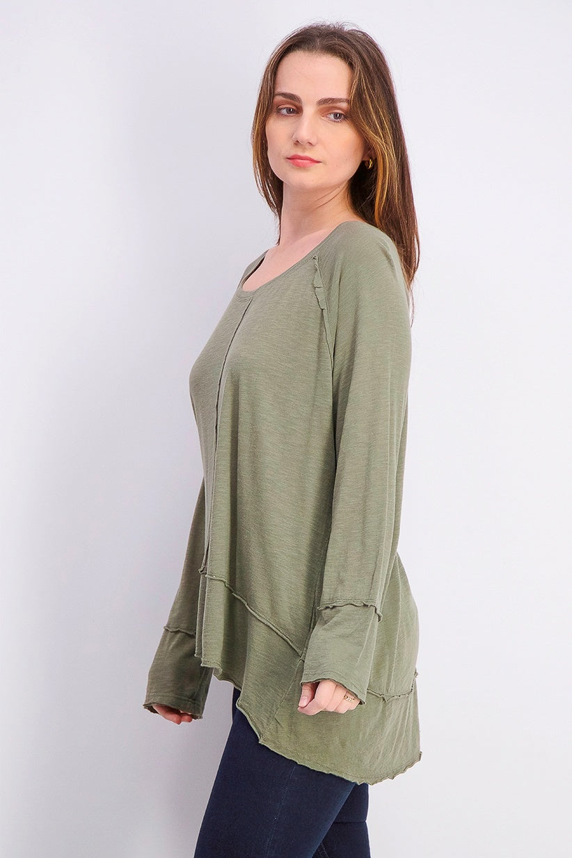 Style & Co Women's Cotton High-Low Top Green Size Extra Small