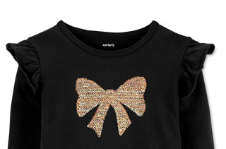 Carter's Toddler Girls Sequin Bow Top Black Size 2T