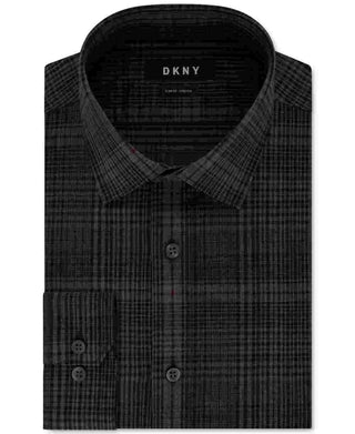 DKNY Men's Plaid Collared Work Dress Shirt Grey Size 15X32X33