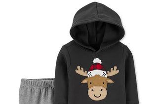 Carter's Baby Boys 2 Pc Moose Hoodie & Jogger Pants Set Charcoal Size 4T