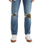 Levi's Men's 502 Tapered Fit Ripped With Camo Print Repair Jeans Blue Size 33X32