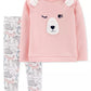 Carter's Toddler Girls 2-Pc. Fleece Bear Top & Printed Leggings Set Pink Size 3T