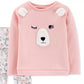 Carter's Toddler Girls 2-Pc. Fleece Bear Top & Printed Leggings Set Pink Size 3T