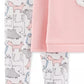 Carter's Toddler Girls 2-Pc. Fleece Bear Top & Printed Leggings Set Pink Size 3T