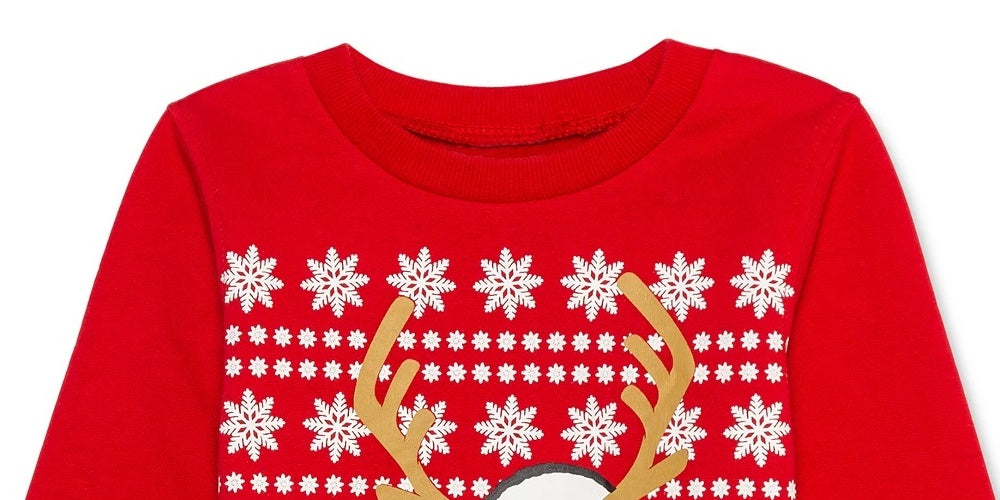 Peanuts Little Boys Snoopy Reindeer Holiday Sweatshirt Red Size 6
