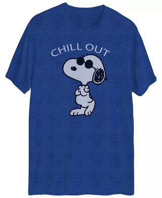Hybrid Men's Snoopy Chill Out Graphic Short Sleeves T-Shirt Blue Size XX-Large