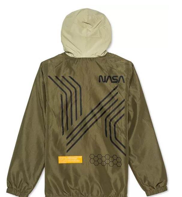 Jem Big Boy's Nasa Colorblocked 1/4 Zip Hooded Anorak Green Size Large