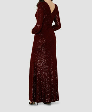 Xscape Women's Sequin V Neck Gown Red Size 8