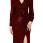 Xscape Women's Sequin V Neck Gown Red Size 8