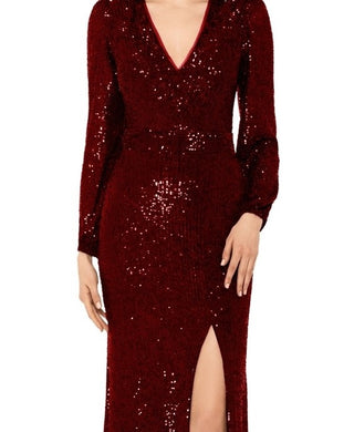 Xscape Women's Sequin V Neck Gown Red Size 8