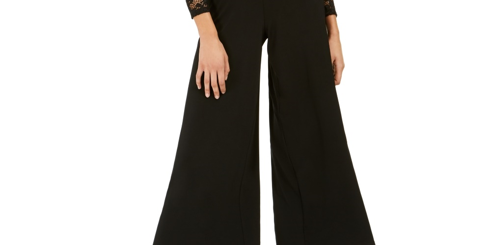 Thalia Sodi Women's Off The Shoulder Lace Jumpsuit  Black Size Large