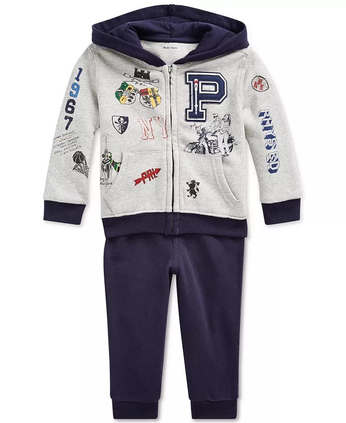Ralph Lauren Baby Boy's Lightweight Hoodie & Joggers Navy Size 18 Months