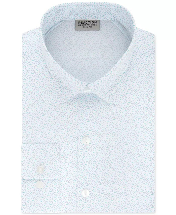 Kenneth Cole Reaction Men's Geo Print Dress Shirt Blue Size 14.5X32X33