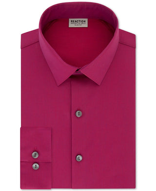 Kenneth Cole Reaction Men's Slim-Fit All Day Flex Solid Dress Shirt Dark Pink Size 16X32-33