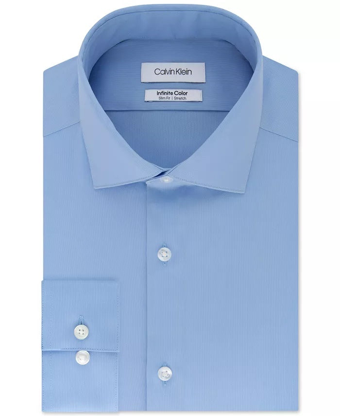 Calvin Klein Men's Slim Fit Non-Iron Performance Stretch Infinite Color Solid Dress Shirt Navy Size 16X34X35