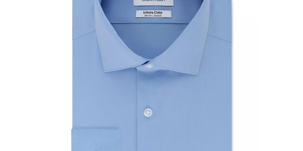 Calvin Klein Men's Slim Fit Non-Iron Performance Stretch Infinite Color Solid Dress Shirt Navy Size 16X34X35