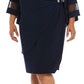 R & M Richards Women's Plus Size Illusion Bell Sleeve Dress Blue Size 18W