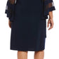 R & M Richards Women's Plus Size Illusion Bell Sleeve Dress Blue Size 18W