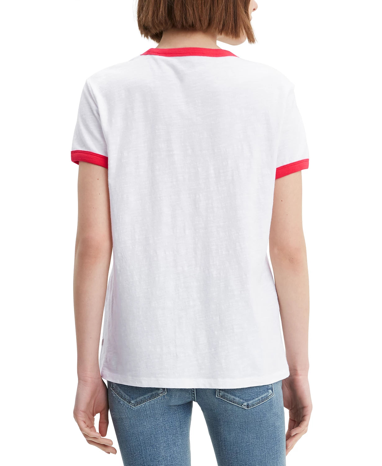 Levi's Women's Cotton Logo Ringer T-Shirt White Size Medium