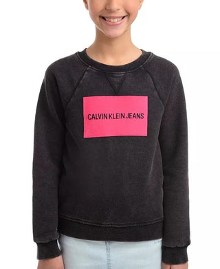 Calvin Klein Big Girls Logo Sweatshirt Black Size Medium