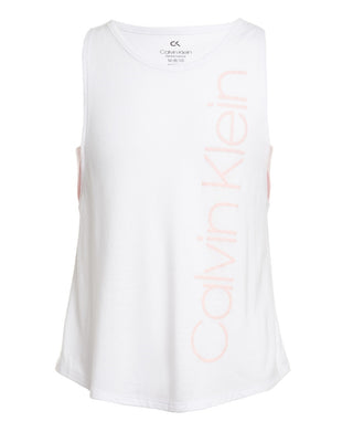 Calvin Klein Big Girl's Layered Look Logo Print Tank Top White Size 8-10
