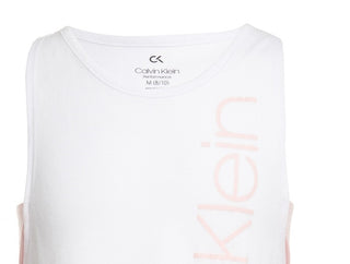 Calvin Klein Big Girl's Layered Look Logo Print Tank Top White Size 8-10