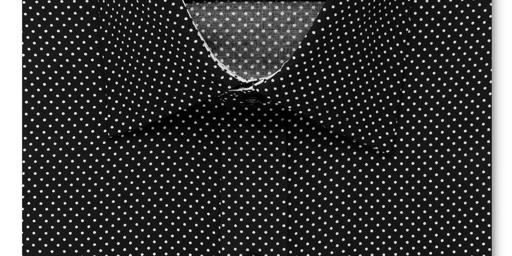 Sean John Men's Dress Shirt Polka Dot Tailored Fit Black Size 15.5X34X35