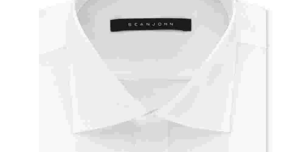 Sean John Men's Fit White Solid Dress Shirt White Size 15.5X34X35