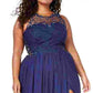 City Studios Women's Trendy Embellished Illusion Tulip Gown Navy Size 22W