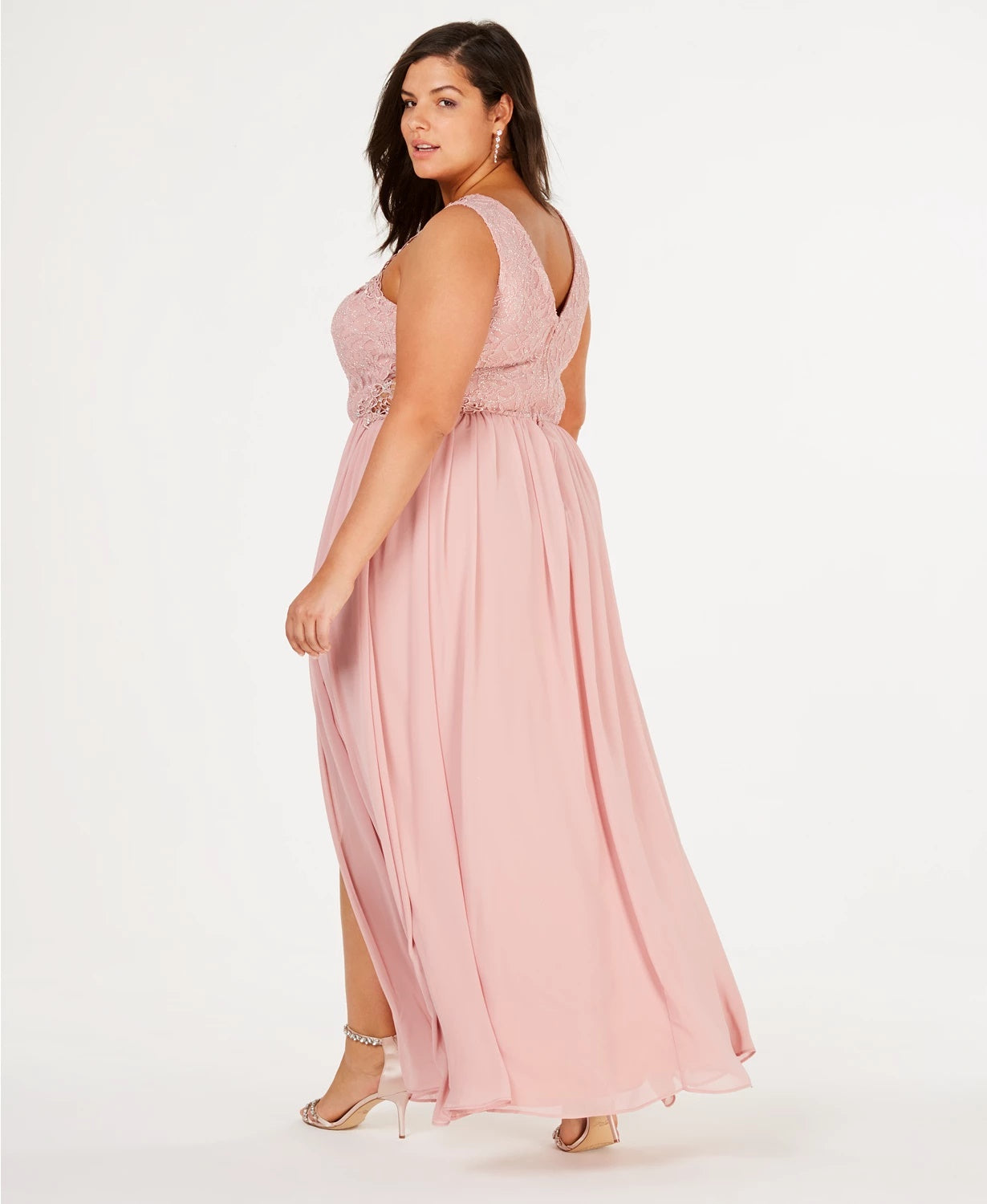 City Studios Women's Trendy Plus Size Embellished Illusion Tulip Gown Pink Size 20W