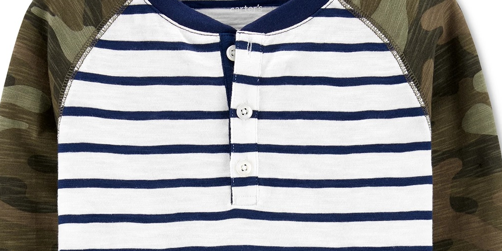 Carter's Little & Big Boy's Striped & Camo Print Cotton Henley T-Shirt Multi Size 8
