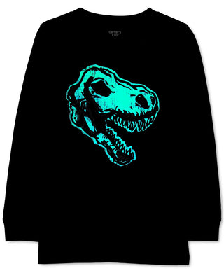 Carter's Little & Big Boys Glow-In-The-Dark Dinosaur Cotton T-Shirt Black Size 6