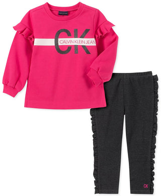 Calvin Klein Little Girls 2-Pc. Sweatshirt & Leggings Set Pink Size 6
