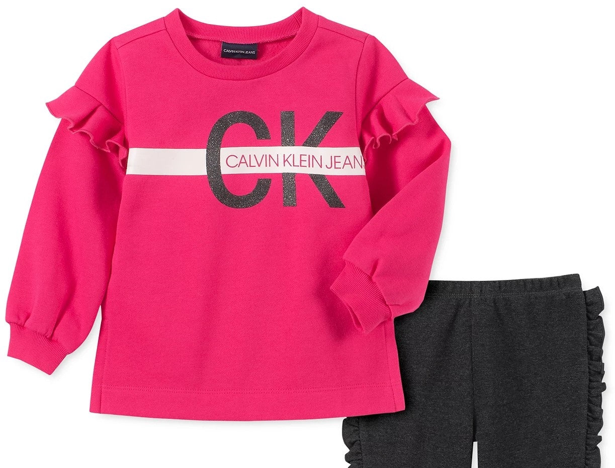 Calvin Klein Little Girls 2-Pc. Sweatshirt & Leggings Set Pink Size 6