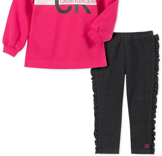 Calvin Klein Little Girls 2-Pc. Sweatshirt & Leggings Set Pink Size 6