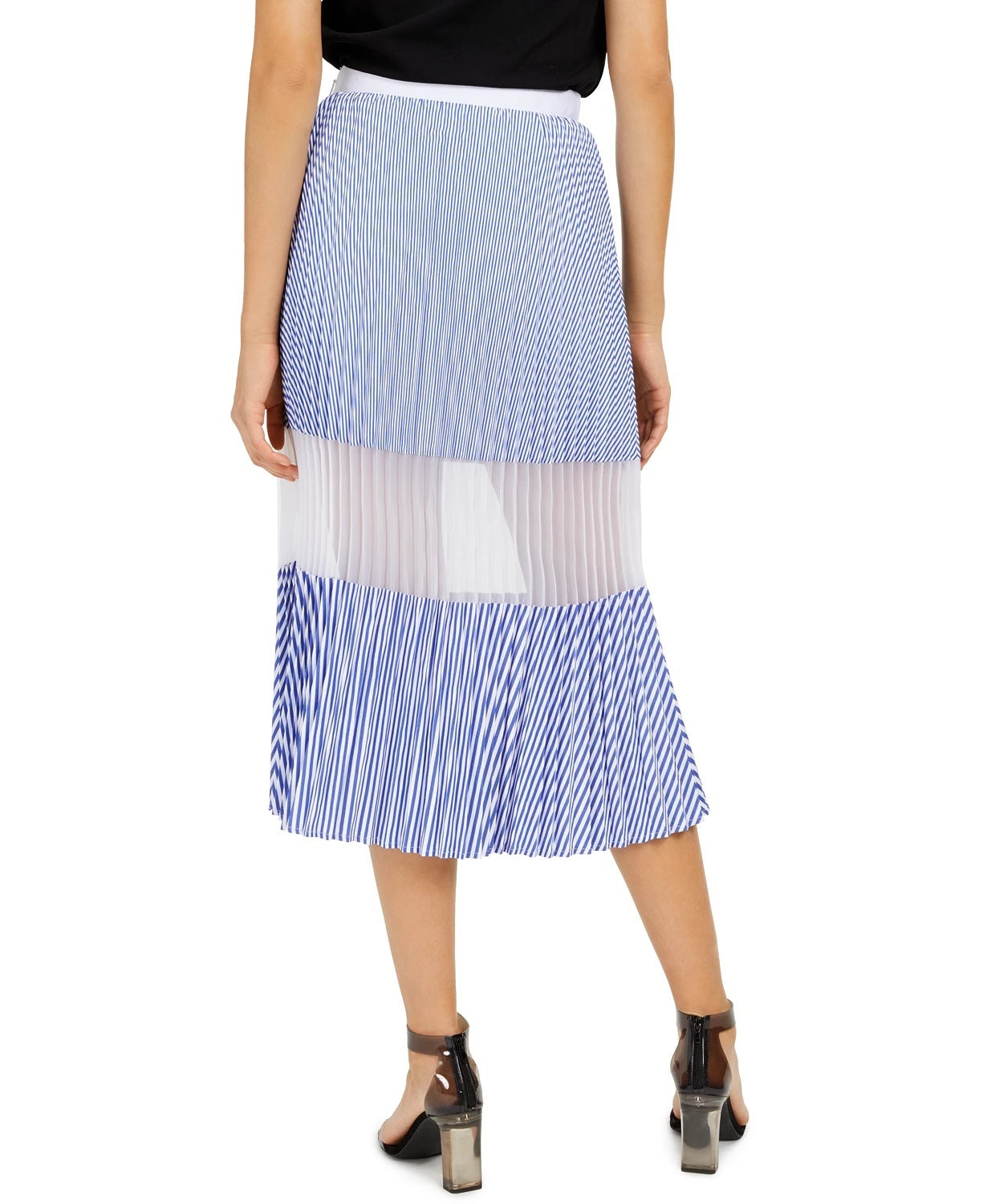 Armani Exchange Women's Pleated Mesh Panel Skirt Blue Size 12