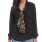 Karen Kane Women's Contrast Tie Long Sleeve Top Black Size Small