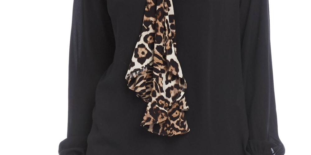 Karen Kane Women's Contrast Tie Long Sleeve Top Black Size Small