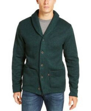 Levi's Men's Sweater Knit Fleece Cardigan Green Size Large