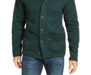 Levi's Men's Sweater Knit Fleece Cardigan Green Size Large