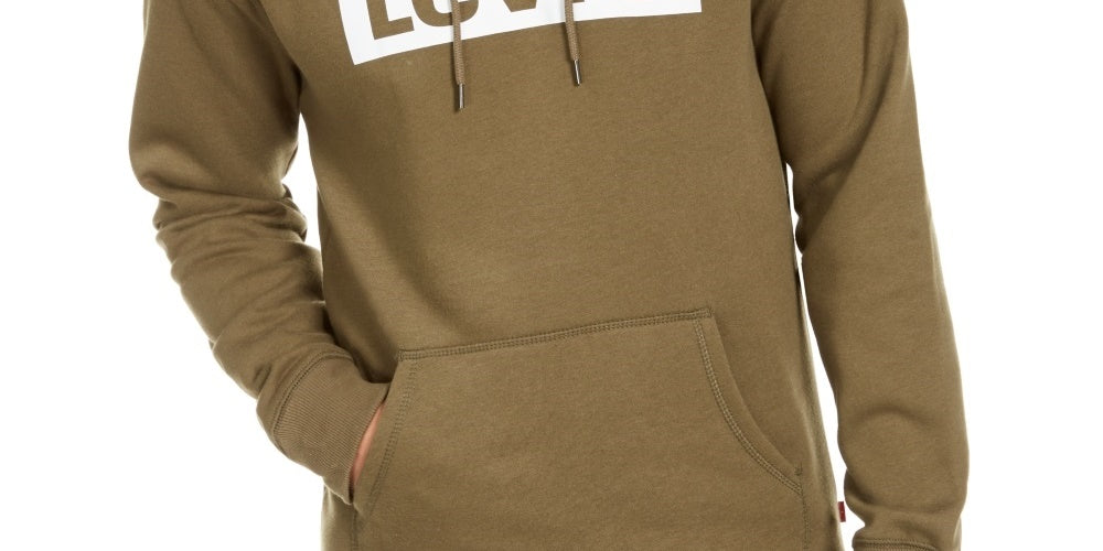 Levi's Men's Burndlen Fleece Logo Hoodie Green Size Large