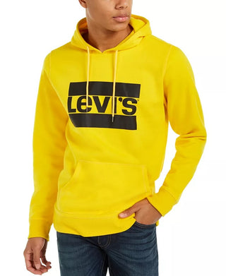 Levi's Men's Burndlen Fleece Logo Hoodie Yellow Size X-Large
