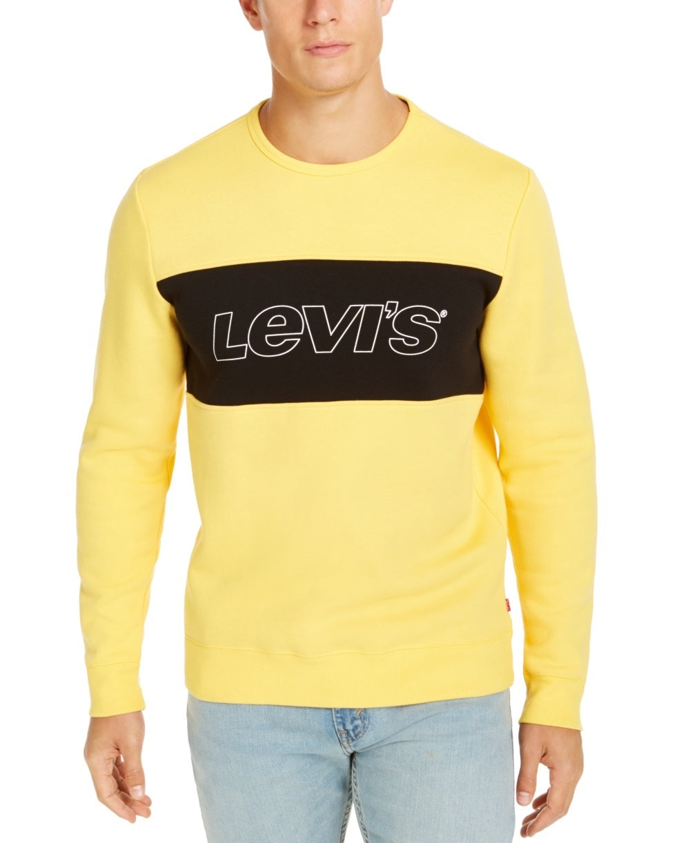 Levi's Men's Logo Crew-Neck Sweatshirt Yellow Size X-Large