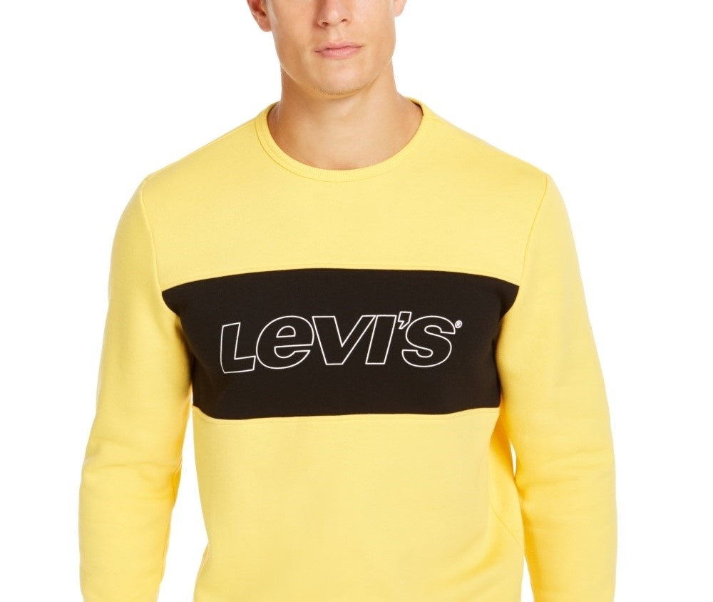 Levi's Men's Logo Crew-Neck Sweatshirt Yellow Size X-Large