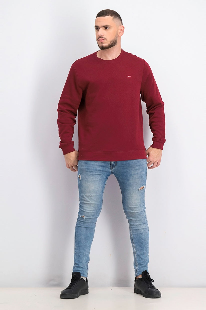 Levi's Men's Bailey Logo Crew-Neck Sweatshirt Dark Red Size Small