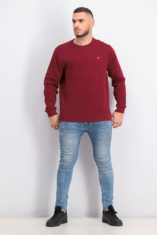 Levi's Men's Bailey Logo Crew-Neck Sweatshirt Dark Red Size XX Large