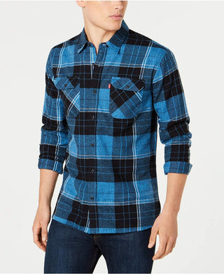 Levi's Men's Plaid Flannel Shirt Blue Size Medium