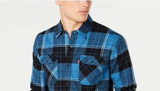 Levi's Men's Plaid Flannel Shirt Blue Size Medium