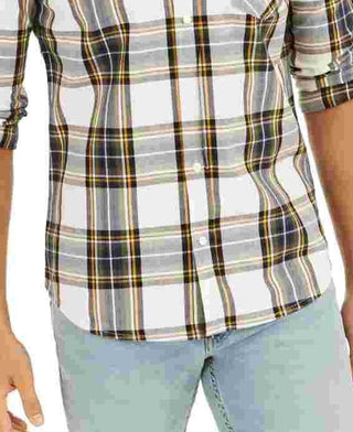 Levi's Men's Large Plaid Button Down Shirt White Size Medium