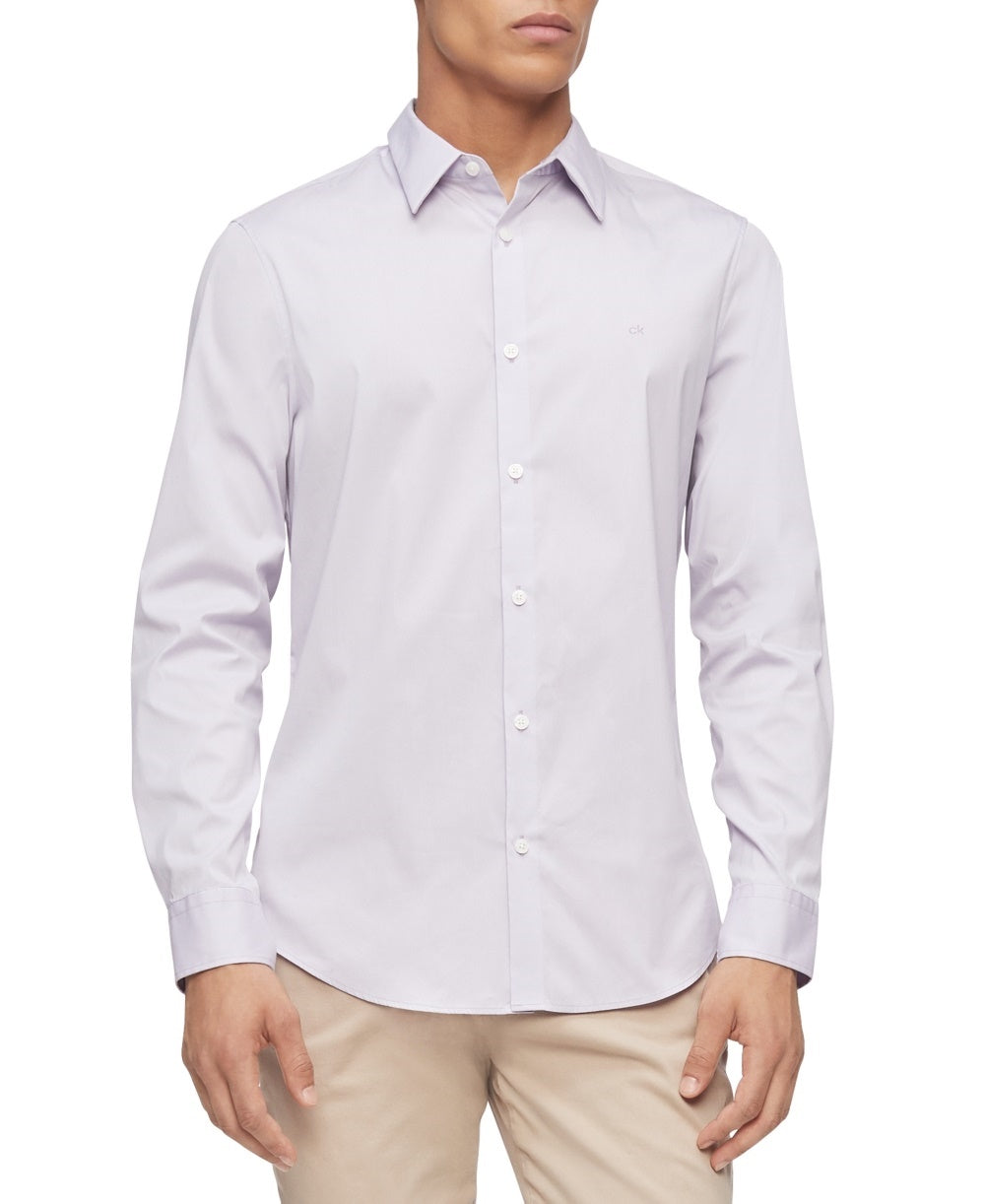 Calvin Klein Men's Slim Fit Stretch Solid Shirt Purple Size Medium